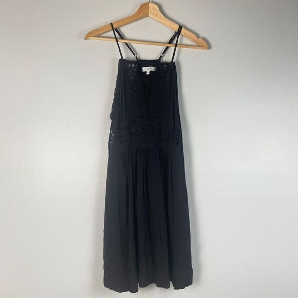 IRO Lellou Lightweight Mini Dress Black Crochet Lace-up - Picture 4 of 14